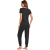 image:imageWiWi Pajamas for Women Soft Pajama Sets Short Sleeve Tops with Jogger Pants Viscose from Bamboo Pjs SXXLAblack