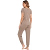image:imageWiWi Pajamas for Women Soft Pajama Sets Short Sleeve Tops with Jogger Pants Viscose from Bamboo Pjs SXXLAcamel