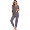 image:imageWiWi Pajamas for Women Soft Pajama Sets Short Sleeve Tops with Jogger Pants Viscose from Bamboo Pjs SXXLAdark Grey