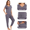 image:imageWiWi Pajamas for Women Soft Pajama Sets Short Sleeve Tops with Jogger Pants Viscose from Bamboo Pjs SXXLAdark Grey
