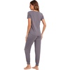 image:imageWiWi Pajamas for Women Soft Pajama Sets Short Sleeve Tops with Jogger Pants Viscose from Bamboo Pjs SXXLAdark Grey