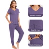 image:imageWiWi Pajamas for Women Soft Pajama Sets Short Sleeve Tops with Jogger Pants Viscose from Bamboo Pjs SXXLAlavender