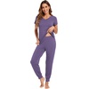 image:imageWiWi Pajamas for Women Soft Pajama Sets Short Sleeve Tops with Jogger Pants Viscose from Bamboo Pjs SXXLAlavender