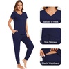image:imageWiWi Pajamas for Women Soft Pajama Sets Short Sleeve Tops with Jogger Pants Viscose from Bamboo Pjs SXXLAnavy