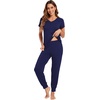 image:imageWiWi Pajamas for Women Soft Pajama Sets Short Sleeve Tops with Jogger Pants Viscose from Bamboo Pjs SXXLAnavy
