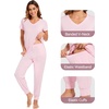 image:imageWiWi Pajamas for Women Soft Pajama Sets Short Sleeve Tops with Jogger Pants Viscose from Bamboo Pjs SXXLApink