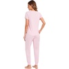 image:imageWiWi Pajamas for Women Soft Pajama Sets Short Sleeve Tops with Jogger Pants Viscose from Bamboo Pjs SXXLApink