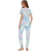 image:imageWiWi Pajamas for Women Soft Pajama Sets Short Sleeve Tops with Jogger Pants Viscose from Bamboo Pjs SXXLAtie Dye