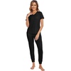 image:imageWiWi Pajamas for Women Soft Pajama Sets Short Sleeve Tops with Jogger Pants Viscose from Bamboo Pjs SXXLBblack