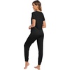 image:imageWiWi Pajamas for Women Soft Pajama Sets Short Sleeve Tops with Jogger Pants Viscose from Bamboo Pjs SXXLBblack