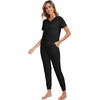 image:imageWiWi Pajamas for Women Soft Pajama Sets Short Sleeve Tops with Jogger Pants Viscose from Bamboo Pjs SXXLBblack