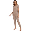 image:imageWiWi Pajamas for Women Soft Pajama Sets Short Sleeve Tops with Jogger Pants Viscose from Bamboo Pjs SXXLBcamel