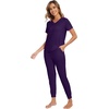 image:imageWiWi Pajamas for Women Soft Pajama Sets Short Sleeve Tops with Jogger Pants Viscose from Bamboo Pjs SXXLBdark Purple