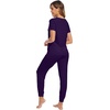 image:imageWiWi Pajamas for Women Soft Pajama Sets Short Sleeve Tops with Jogger Pants Viscose from Bamboo Pjs SXXLBdark Purple