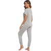 image:imageWiWi Pajamas for Women Soft Pajama Sets Short Sleeve Tops with Jogger Pants Viscose from Bamboo Pjs SXXLBlight Heather Grey
