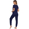 image:imageWiWi Pajamas for Women Soft Pajama Sets Short Sleeve Tops with Jogger Pants Viscose from Bamboo Pjs SXXLBnavy