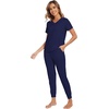image:imageWiWi Pajamas for Women Soft Pajama Sets Short Sleeve Tops with Jogger Pants Viscose from Bamboo Pjs SXXLBnavy