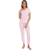 image:imageWiWi Pajamas for Women Soft Pajama Sets Short Sleeve Tops with Jogger Pants Viscose from Bamboo Pjs SXXLBpink