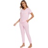 image:imageWiWi Pajamas for Women Soft Pajama Sets Short Sleeve Tops with Jogger Pants Viscose from Bamboo Pjs SXXLBpink