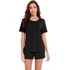image:imageWiWi Pajamas for Women Super Soft Short Sleeve Top with Shorts Pajama Set Crewneck Summer Cooling Sleepwear Sets SXXLAblack
