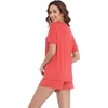 image:imageWiWi Pajamas for Women Super Soft Short Sleeve Top with Shorts Pajama Set Crewneck Summer Cooling Sleepwear Sets SXXLAcoral
