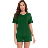 image:imageWiWi Pajamas for Women Super Soft Short Sleeve Top with Shorts Pajama Set Crewneck Summer Cooling Sleepwear Sets SXXLAdark Green