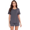 image:imageWiWi Pajamas for Women Super Soft Short Sleeve Top with Shorts Pajama Set Crewneck Summer Cooling Sleepwear Sets SXXLAdark Grey