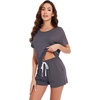 image:imageWiWi Pajamas for Women Super Soft Short Sleeve Top with Shorts Pajama Set Crewneck Summer Cooling Sleepwear Sets SXXLAdark Grey