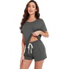 image:imageWiWi Pajamas for Women Super Soft Short Sleeve Top with Shorts Pajama Set Crewneck Summer Cooling Sleepwear Sets SXXLAiron Grey