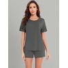 image:imageWiWi Pajamas for Women Super Soft Short Sleeve Top with Shorts Pajama Set Crewneck Summer Cooling Sleepwear Sets SXXLAiron Grey