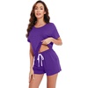 image:imageWiWi Pajamas for Women Super Soft Short Sleeve Top with Shorts Pajama Set Crewneck Summer Cooling Sleepwear Sets SXXLAlilac