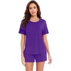 image:imageWiWi Pajamas for Women Super Soft Short Sleeve Top with Shorts Pajama Set Crewneck Summer Cooling Sleepwear Sets SXXLAlilac
