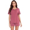 image:imageWiWi Pajamas for Women Super Soft Short Sleeve Top with Shorts Pajama Set Crewneck Summer Cooling Sleepwear Sets SXXLApale Violet Red