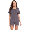 image:imageWiWi Pajamas for Women Super Soft Short Sleeve Top with Shorts Pajama Set Crewneck Summer Cooling Sleepwear Sets SXXLApurplish Grey