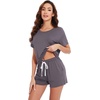 image:imageWiWi Pajamas for Women Super Soft Short Sleeve Top with Shorts Pajama Set Crewneck Summer Cooling Sleepwear Sets SXXLApurplish Grey
