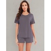 image:imageWiWi Pajamas for Women Super Soft Short Sleeve Top with Shorts Pajama Set Crewneck Summer Cooling Sleepwear Sets SXXLApurplish Grey