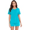 image:imageWiWi Pajamas for Women Super Soft Short Sleeve Top with Shorts Pajama Set Crewneck Summer Cooling Sleepwear Sets SXXLAturquoise