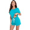 image:imageWiWi Pajamas for Women Super Soft Short Sleeve Top with Shorts Pajama Set Crewneck Summer Cooling Sleepwear Sets SXXLAturquoise