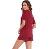 image:imageWiWi Pajamas for Women Super Soft Short Sleeve Top with Shorts Pajama Set Crewneck Summer Cooling Sleepwear Sets SXXLAwine Red