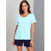 image:imageWiWi Pajamas for Women Super Soft Short Sleeve Top with Shorts Pajama Set Crewneck Summer Cooling Sleepwear Sets SXXLBaqua