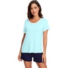 image:imageWiWi Pajamas for Women Super Soft Short Sleeve Top with Shorts Pajama Set Crewneck Summer Cooling Sleepwear Sets SXXLBaqua