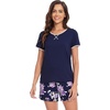 image:imageWiWi Pajamas for Women Super Soft Short Sleeve Top with Shorts Pajama Set Crewneck Summer Cooling Sleepwear Sets SXXLBdark NavyPurple Floral