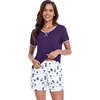 image:imageWiWi Pajamas for Women Super Soft Short Sleeve Top with Shorts Pajama Set Crewneck Summer Cooling Sleepwear Sets SXXLBdark Purple Dots