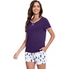 image:imageWiWi Pajamas for Women Super Soft Short Sleeve Top with Shorts Pajama Set Crewneck Summer Cooling Sleepwear Sets SXXLBdark Purple Dots
