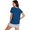 image:imageWiWi Pajamas for Women Super Soft Short Sleeve Top with Shorts Pajama Set Crewneck Summer Cooling Sleepwear Sets SXXLBink Blue