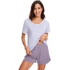 image:imageWiWi Pajamas for Women Super Soft Short Sleeve Top with Shorts Pajama Set Crewneck Summer Cooling Sleepwear Sets SXXLBpastel Purple