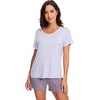 image:imageWiWi Pajamas for Women Super Soft Short Sleeve Top with Shorts Pajama Set Crewneck Summer Cooling Sleepwear Sets SXXLBpastel Purple