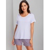 image:imageWiWi Pajamas for Women Super Soft Short Sleeve Top with Shorts Pajama Set Crewneck Summer Cooling Sleepwear Sets SXXLBpastel Purple