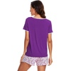 image:imageWiWi Pajamas for Women Super Soft Short Sleeve Top with Shorts Pajama Set Crewneck Summer Cooling Sleepwear Sets SXXLBpurple