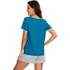 image:imageWiWi Pajamas for Women Super Soft Short Sleeve Top with Shorts Pajama Set Crewneck Summer Cooling Sleepwear Sets SXXLBteal Blue